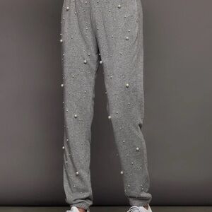 Carbon38 Gray Pearl Embellished Pants